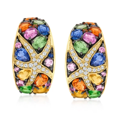 Ross-simons Multicolored Sapphire And . Diamond Starfish Drop Earrings With . Tsavorites In 14kt Yellow Gold