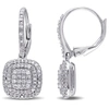 Mimi & Max 1/2ct Tdw Diamond Layered Halo Leverback Earrings In Sterling Silver In Silver