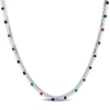 Mimi & Max Multi-color Bead Double Strand Herringbone Necklace In Sterling Silver - 15+2 In. In Blue