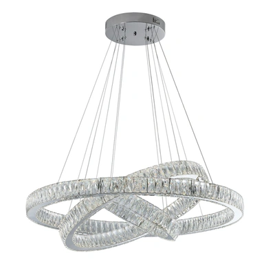 Finesse Decor Crystal Elegance Three Ring Led Chandelier In Silver