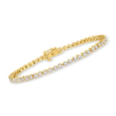 Ross-simons Round Brilliant-cut Diamond Tennis Bracelet In 18kt Gold Over Sterling In White