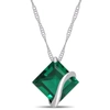 Mimi & Max Women's 2 1/2ct Tgw Created Emerald Square Pendant With Chain In 10k White Gold In Green
