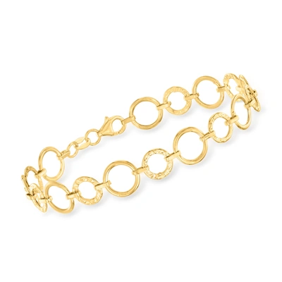 Ross-simons Italian 18kt Yellow Gold Circle-link Bracelet In White