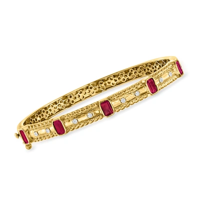 Ross-simons Ruby And . Diamond Bangle Bracelet In 18kt Gold Over Sterling In Multi