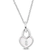 Mimi & Max White Enamel Heart Lock Charm Necklace In Sterling Silver - 16+2 In. In Silver