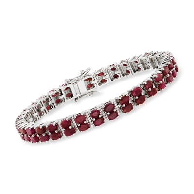 Ross-simons Ruby Double-row Bracelet In Sterling Silver In Red