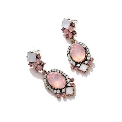 Sohi Pink Color Gold Plated Designer Stone Drop Earring For Women's