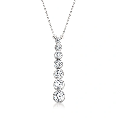 Ross-simons Diamond Graduated Necklace In 14kt White Gold In Silver
