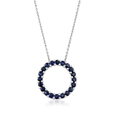 Ross-simons Sapphire Circle Of Eternity Necklace In Sterling Silver In Blue