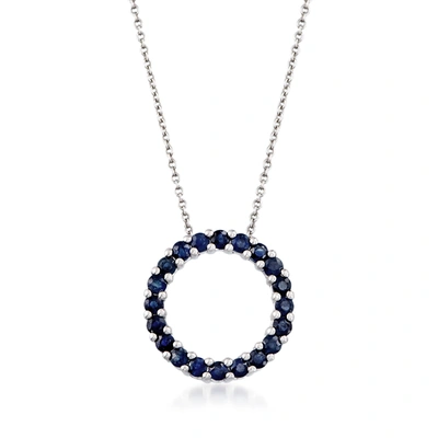 Ross-simons Sapphire Circle Of Eternity Necklace In Sterling Silver In Metallic