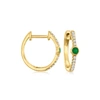 Rs Pure Ross-simons Emerald And Diamond-accented Huggie Hoop Earrings In 14kt Yellow Gold In Green