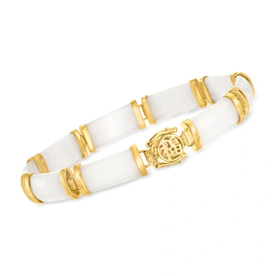 Ross-simons White Agate "good Fortune" Bracelet In 18kt Gold Over Sterling In Silver