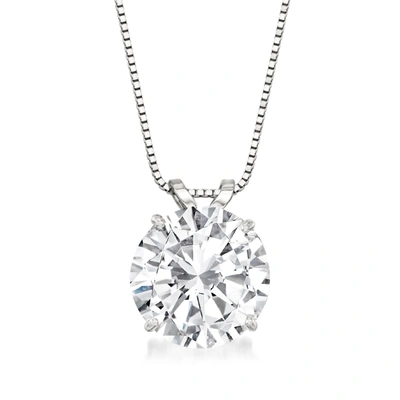 Ross-simons Cz Solitaire Necklace In 14kt White Gold In Silver