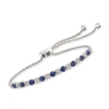 Ross-simons Sapphire And . Diamond Bolo Bracelet In Sterling Silver In Silver
