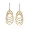 Ross-simons Pave Diamond Oval-link Drop Earrings In White