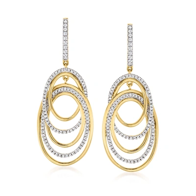 Ross-simons Pave Diamond Oval-link Drop Earrings In White