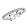 Ross-simons Italian Sterling Silver Horsebit Bracelet With Black Onyx In Silver