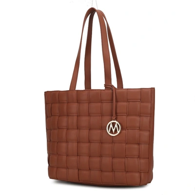 Mkf Collection By Mia K Rowan Woven Vegan Leather Women's Tote Bag In Brown