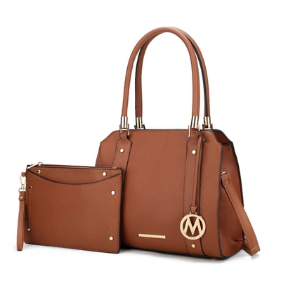 Mkf Collection By Mia K Norah Vegan Leather Women's Satchel Bag With Wristlet - 2 Pieces In Brown