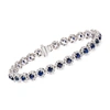 Ross-simons Sapphire And Diamond Tennis Bracelet In 14kt White Gold In Silver
