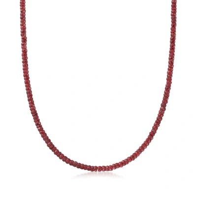 Ross-simons Ruby Bead Necklace With 14kt Yellow Gold Magnetic Clasp In Pink