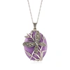 ROSS-SIMONS 30X25MM PURPLE AGATE AND MARCASITE BEADED BUTTERFLY PENDANT NECKLACE IN STERLING SILVER