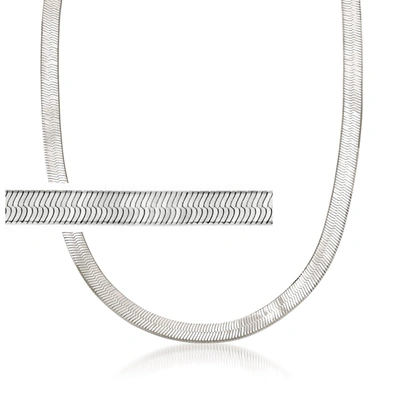 Ross-simons Italian 6mm Sterling Silver Herringbone Chain Necklace