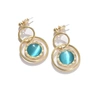 Sohi Blue Gold Plated Designer Stone Drop Earring In Blue