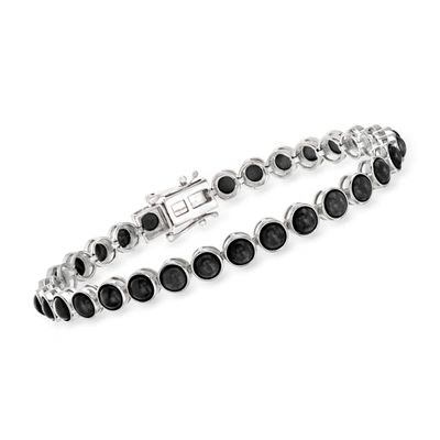 Ross-simons Black Onyx Tennis Bracelet In Sterling Silver