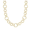 Ross-simons Italian 18kt Yellow Gold Long Textured Circle-link Necklace In White