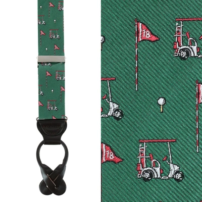 Trafalgar The Golf Dream Silk Braces Button End In Green