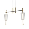 VONN LIGHTING TOSCANA VAP2102AB 29" INTEGRATED LED LINEAR PENDANT LIGHTING FIXTURE WITH GLASS SHADES IN ANTIQUE BR