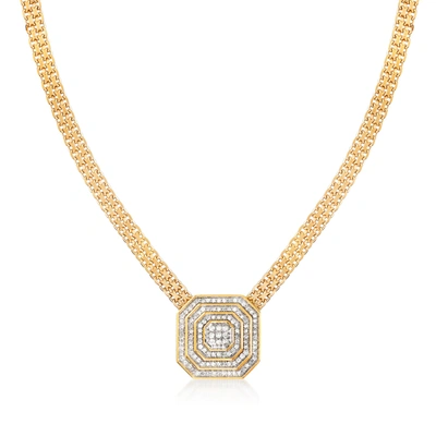 Ross-simons Diamond Cluster Necklace In 18kt Gold Over Sterling In White