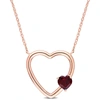 Mimi & Max 1/2 Ct Tgw Garnet Open Heart Pendant With Chain In 10k Rose Gold In Red