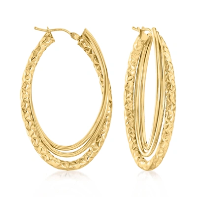 Canaria Fine Jewelry Canaria Italian 10kt Yellow Gold Diamond-cut And Polished Triple-hoop Earrings
