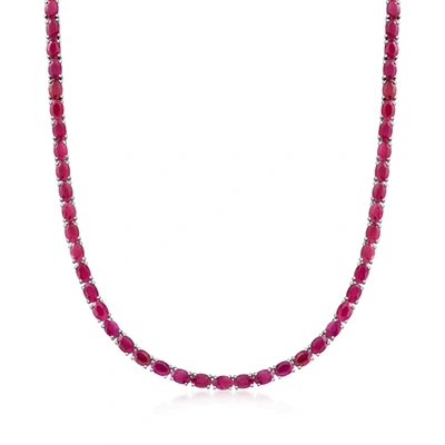Ross-simons Ruby Tennis Necklace In Sterling Silver