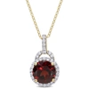 Mimi & Max 3 1/2 Ct Tgw Garnet And White Topaz Pendant With Chain In Yellow Plated Sterling Silver In Red