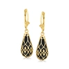 Ross-simons Black Onyx Teardrop Earrings In 14kt Yellow Gold In Black
