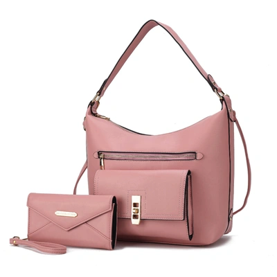 Mkf Collection By Mia K Clara Vegan Leather Women's Shoulder Bag With Wristlet Wallet- 2 Pieces In Pink