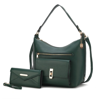 Mkf Collection By Mia K Clara Vegan Leather Women's Shoulder Bag With Wristlet Wallet- 2 Pieces In Green