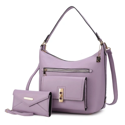 Mkf Collection By Mia K Clara Vegan Leather Women's Shoulder Bag With Wristlet Wallet- 2 Pieces In Purple