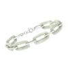 Ross-simons Jade Paper Clip Link Bracelet In Sterling Silver In White