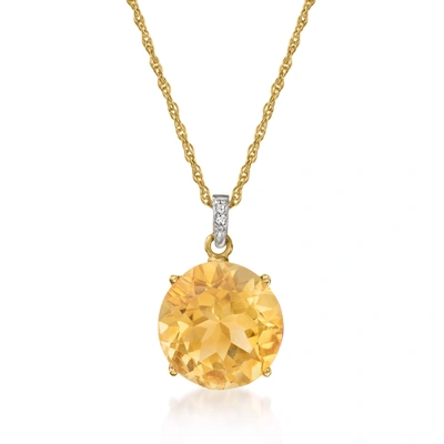 Ross-simons Citrine Pendant Necklace In 14kt Yellow Gold