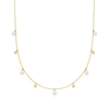 Rs Pure Ross-simons 4.5-5mm Cultured Pearl And . Diamond Station Necklace In 14kt Yellow Gold In White