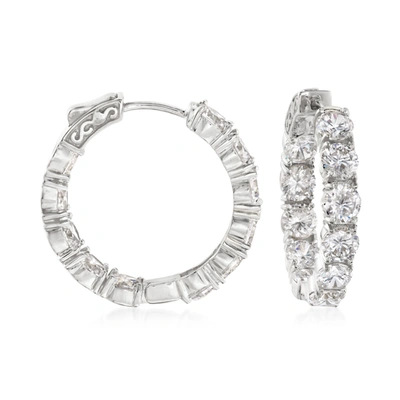 ROSS-SIMONS CZ INSIDE-OUTSIDE HOOP EARRINGS IN STERLING SILVER