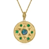 Ross-simons Black Opal And Green Agate Sun Medallion Pendant Necklace In 18kt Gold Over Sterling In Black