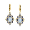Ross-simons London Blue, Sky Blue And White Topaz Drop Earrings With Blue Enamel In 18kt Gold Over Sterling In Blue