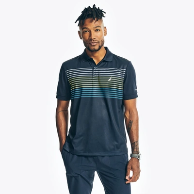 Nautica Mens Sustainably Crafted Navtech Striped Classic Fit Polo In Blue