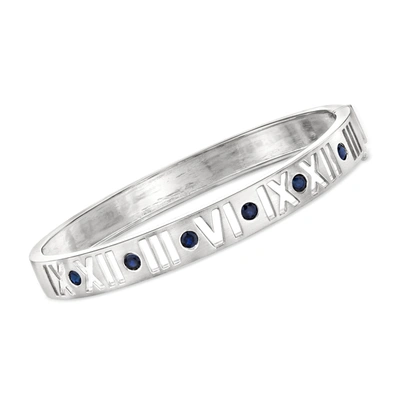 Ross-simons Sapphire Roman Numeral Bangle Bracelet In Sterling Silver In Multi