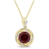 Mimi & Max 2 1/7 Ct Tgw Garnet White Topaz And Diamond Swirl Pendant With Chain In Yellow Plated Sterling Silve In Red